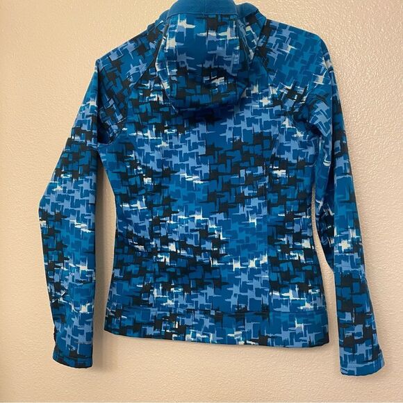 Columbia Titanium blue print fleece lined soft shell reversible women jacket XS - Picture 2 of 9